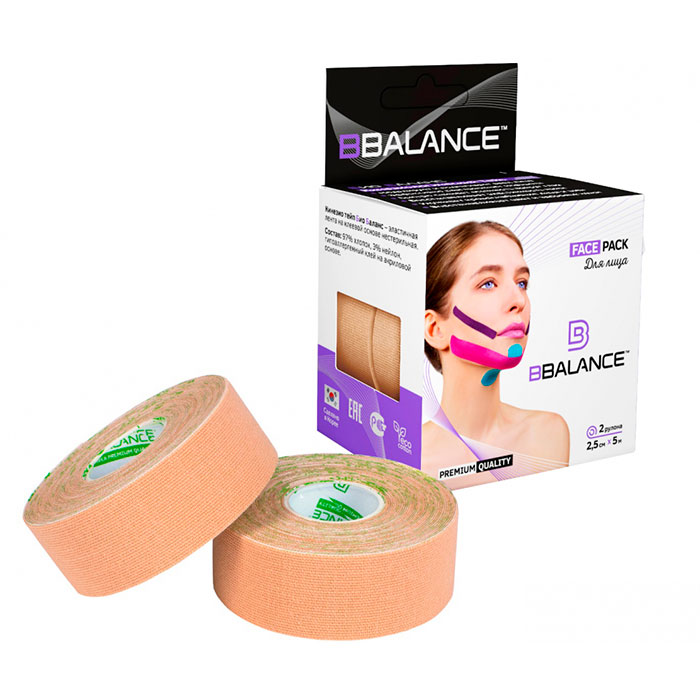 Кинезио тейп для лица BBalance Face Pack (2,5см*5м) Beige, Набор из 2 косметологических кинезио тейпов для тейпирования лица
Кинезио тейп для лица BBalance Face Pack (2,5см*5м) Beige, Набор из 2 косметологических кинезио тейпов для тейпирования лица