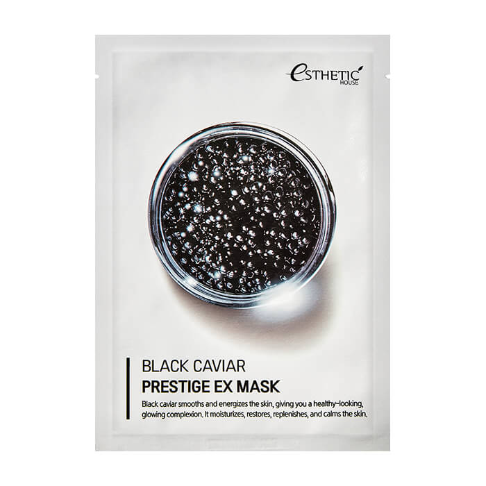Тканевая маска Esthetic House Black Caviar Prestige EX Mask, Антивозрастная тканевая маска для кожи лица на основе экстракта чёрной икры
Тканевая маска Esthetic House Black Caviar Prestige EX Mask, Антивозрастная тканевая маска для кожи лица на основе экстракта чёрной икры