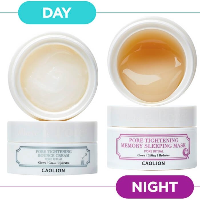Дуэт крема и маски Caolion Pore Tightening Day & Night Glowing Duo