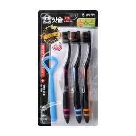 Набор зубных щёток Co Arang Nano Charcoal Set (3 шт. + скребок для языка)
