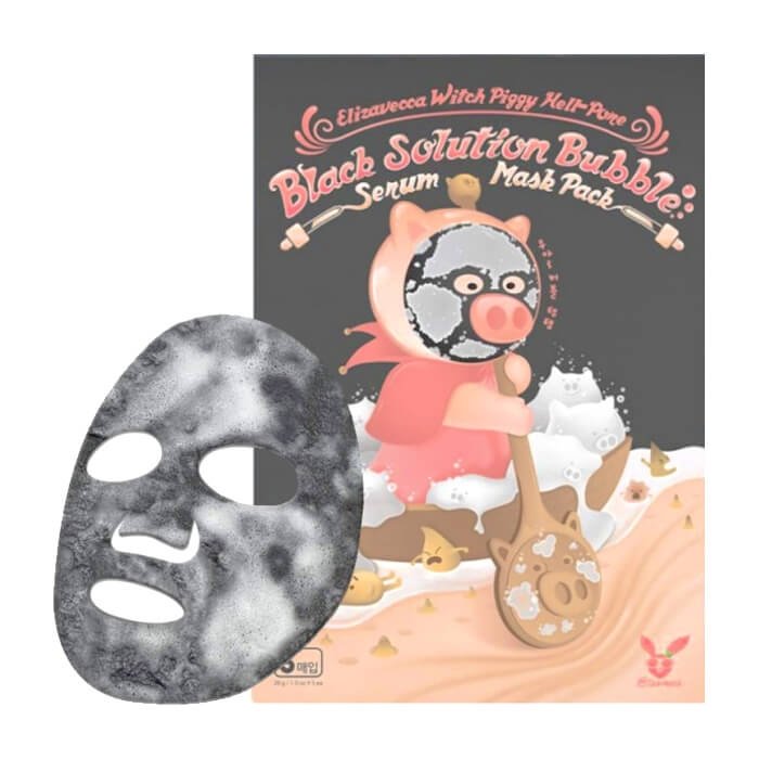 Кислородная маска Elizavecca Black Solution Bubble Serum Mask Pack
