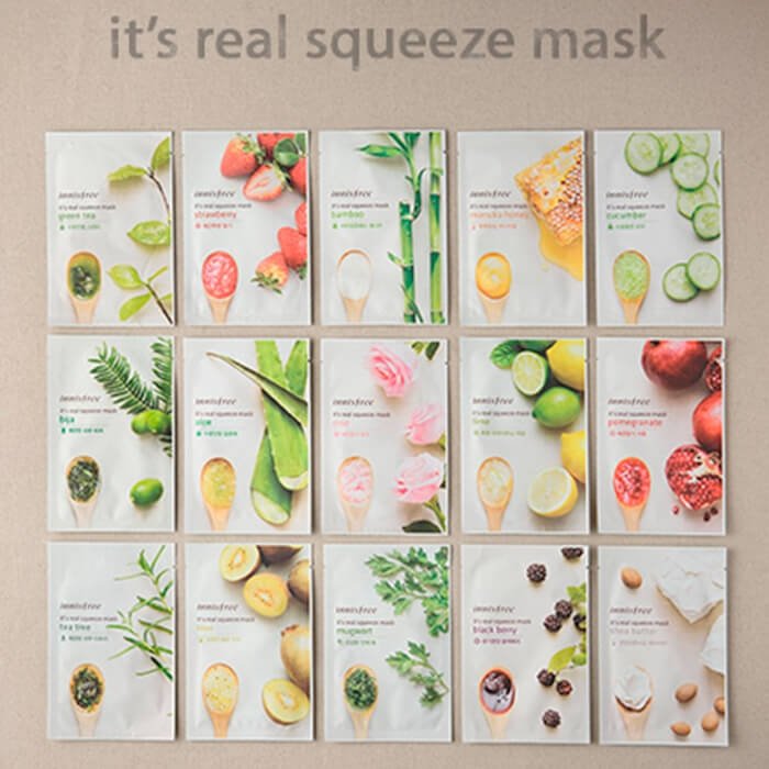 Тканевая маска Innisfree It's Real Squeeze Mask - Kiwi