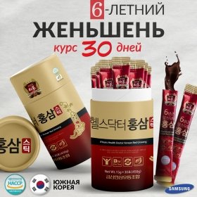 Женьшень питьевой в стиках Health Doctor 6-year old Health Doctor Korean Red Ginseng (30 стиков)