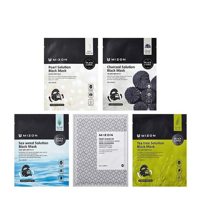 Набор тканевых масок Mizon Black Mask Pack (5 шт.)