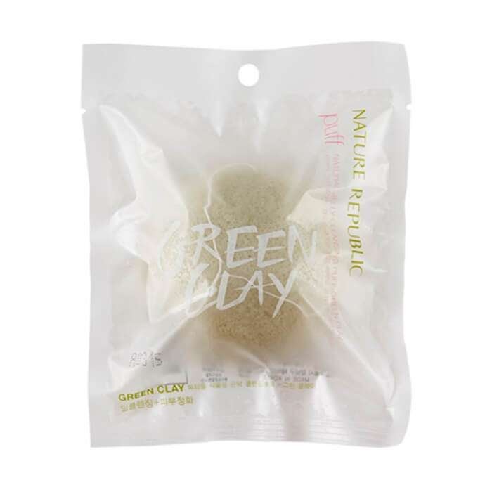 Пуф конняку Nature Republic Beauty Tool Natural Jelly Cleansing Puff - Green Clay