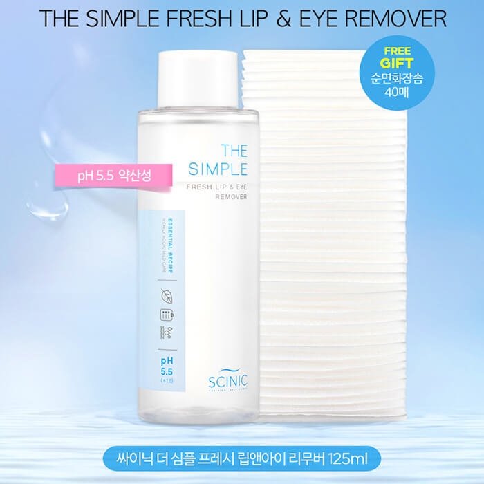 Набор для снятия макияжа Scinic The Simple Fresh Lip&Eye Remover + Pads