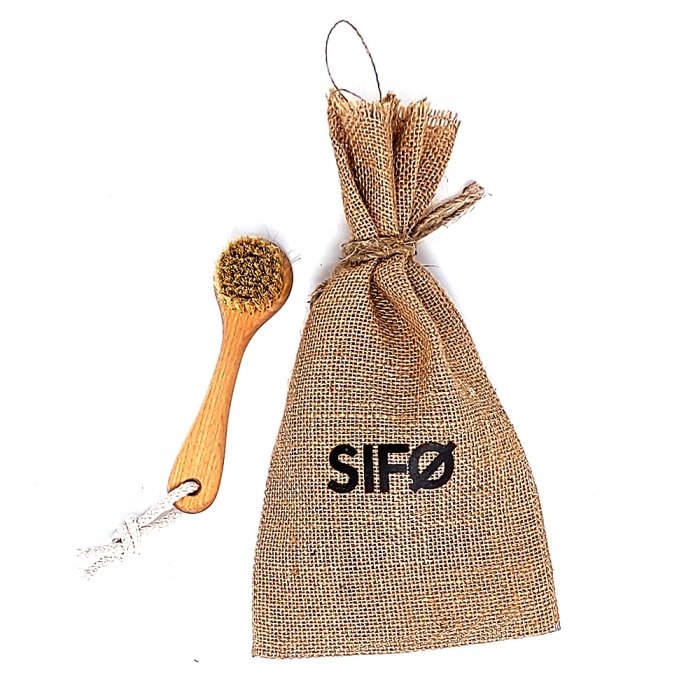 Щётка для сухого массажа лица SIFO - круглая на ручке с ремешком