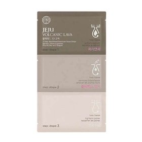 Набор от черных точек The Face Shop Jeju Volcanic Lava 3-Step Blackhead Remover Nose Strips