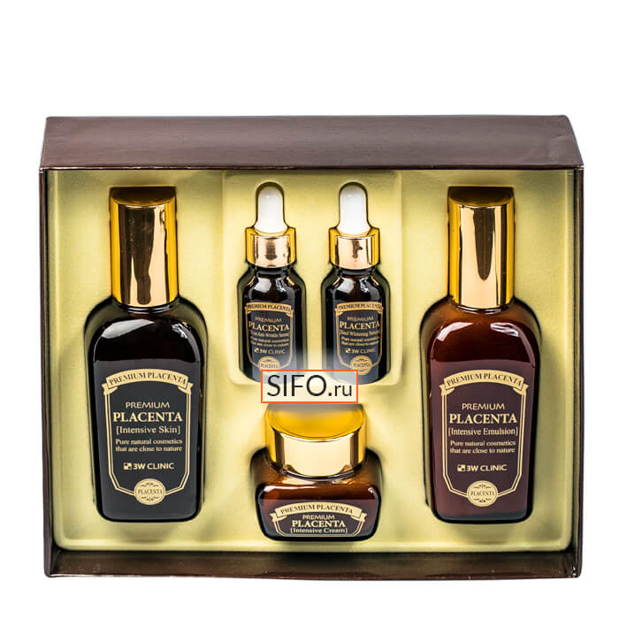 

Антивозрастной набор для лица 3W Clinic Premium Placenta 3 Items Set, Набор косметики с плацентой для комплексного ухода за лицом