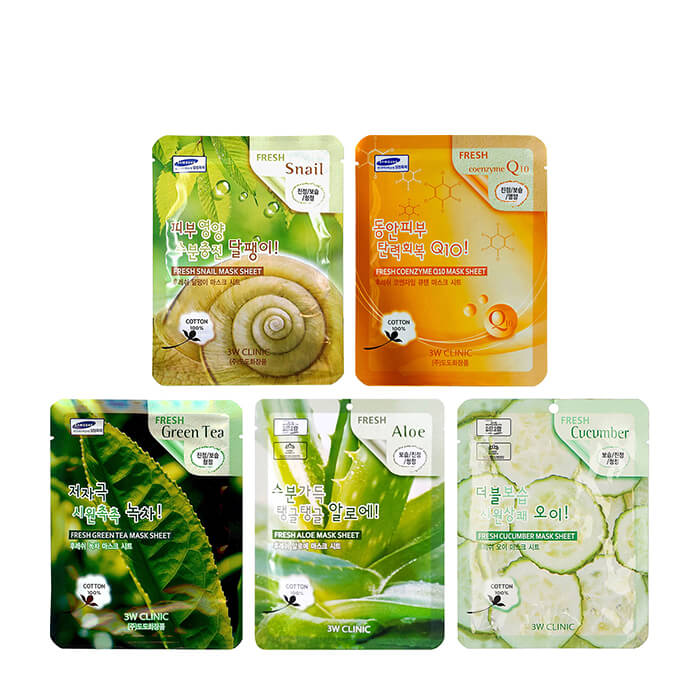

Набор тканевых масок 3W Clinic Fresh Mask Sheet Set #1 (5 шт.), Набор из 5 тканевых масок для комплексного ухода за кожей лица