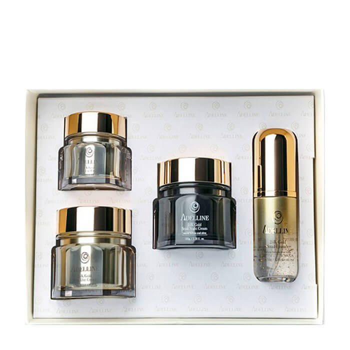 

Набор для лица Adelline 24K Gold Snail Set, Антивозрастная эссенция для кожи лица с коллоидным золотом и слизью улитки