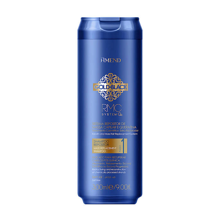 

Шампунь для волос Amend Capillary Mass and Keratin Repositioning Shampoo Gold Black RMC System Q+, Шампунь с кератином для восстановления повреждённых волос