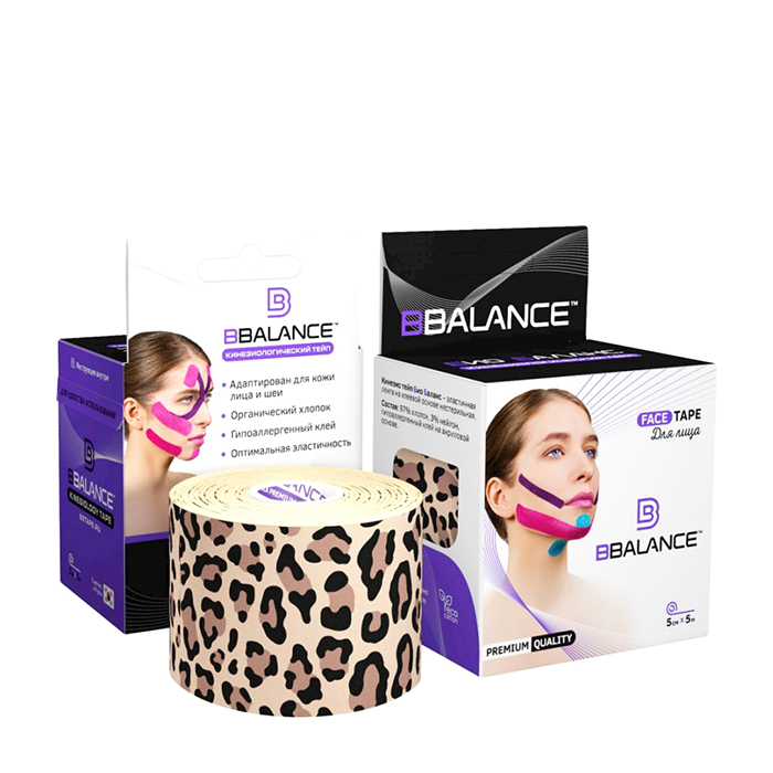 Кинезио тейп для лица BBTape Face Pack (5см*5м) #5 Leopard | Леопард