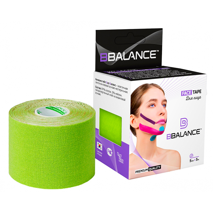 

Кинезио тейп для лица BBalance Face Pack (5см*5м) Lime, Косметологический кинезио тейп для тейпирования лица