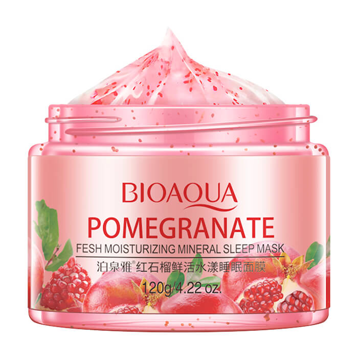 

Ночная маска BioAqua Pomegranate Fresh Moisturizing Mineral Sleep Mask, Ночная маска для кожи лица с экстрактом граната и гиалуроновой кислотой