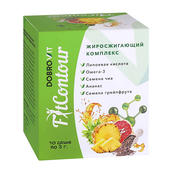 

Жиросжигающий комплекс DobroVit FitContour, Комплекс в пакетиках-саше для ускорения обмена веществ с липоевой кислотой