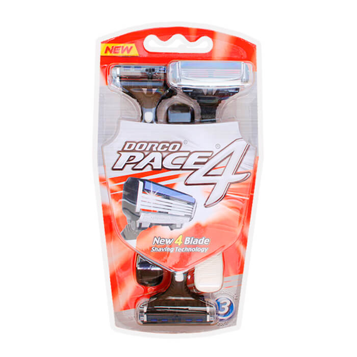 

Бритва мужская Dorco Pace4 (3 станка), Набор 3 одноразовых четырёхлезвийных бритвенных станков для мужчин