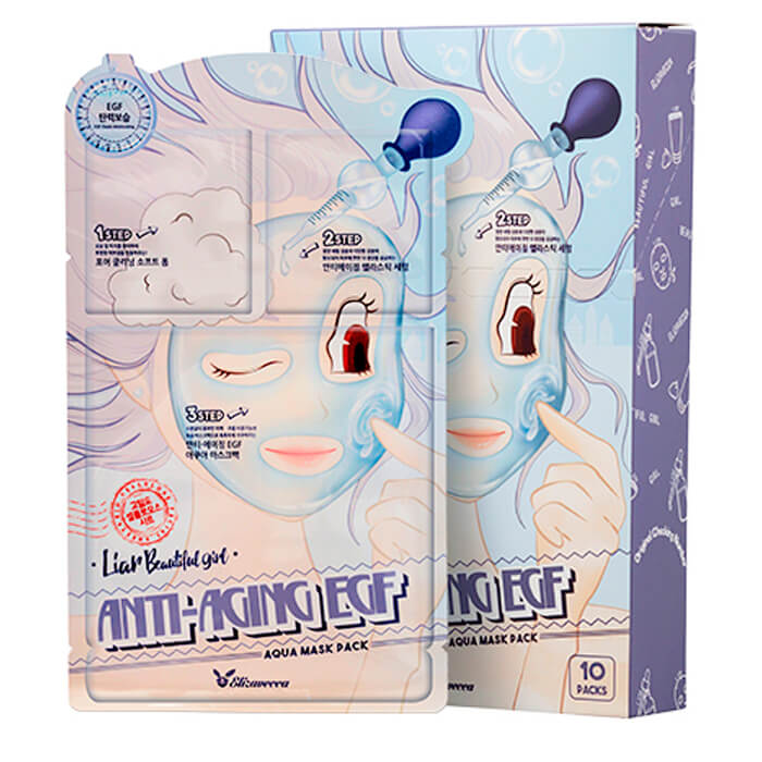 

Маска для лица Elizavecca 3-Step Anti-Aging EGF Aqua Mask Sheet, Трёхступенчатая омолаживающая тканевая маска для лица