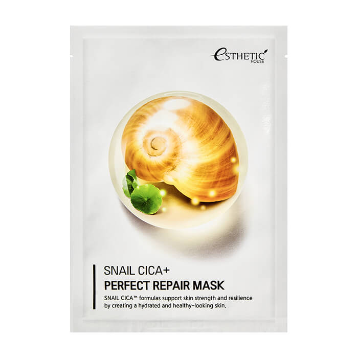 

Тканевая маска Esthetic House Snail Cica+ Perfect Repair Mask, Восстанавливающая тканевая маска для кожи лица на основе муцина улитки