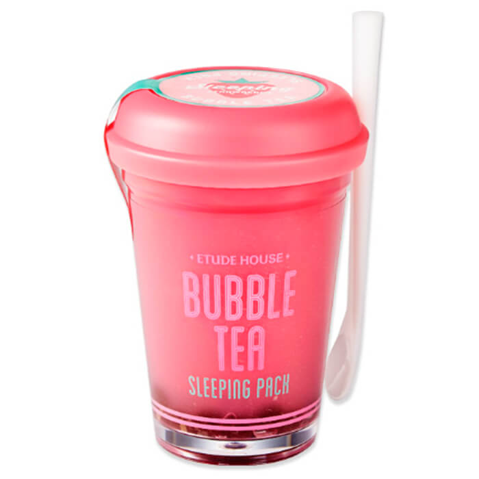 

Ночная маска Etude House Bubble Tea Sleeping Pack - Strawberry, Ночная маска для лица с экстрактом клубники