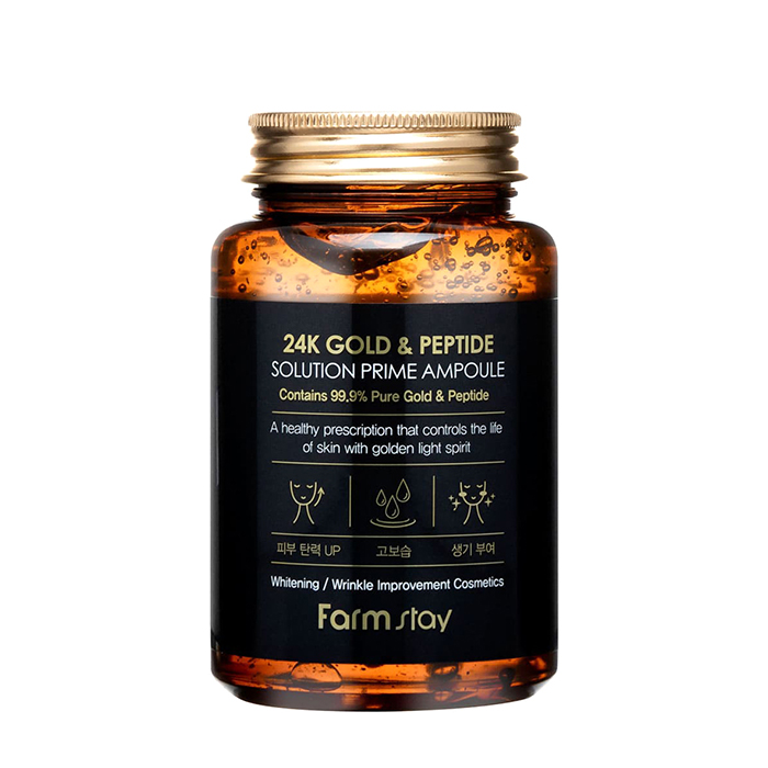 Сыворотка для лица FarmStay 24K Gold & Peptide Solution Prime Ampoule