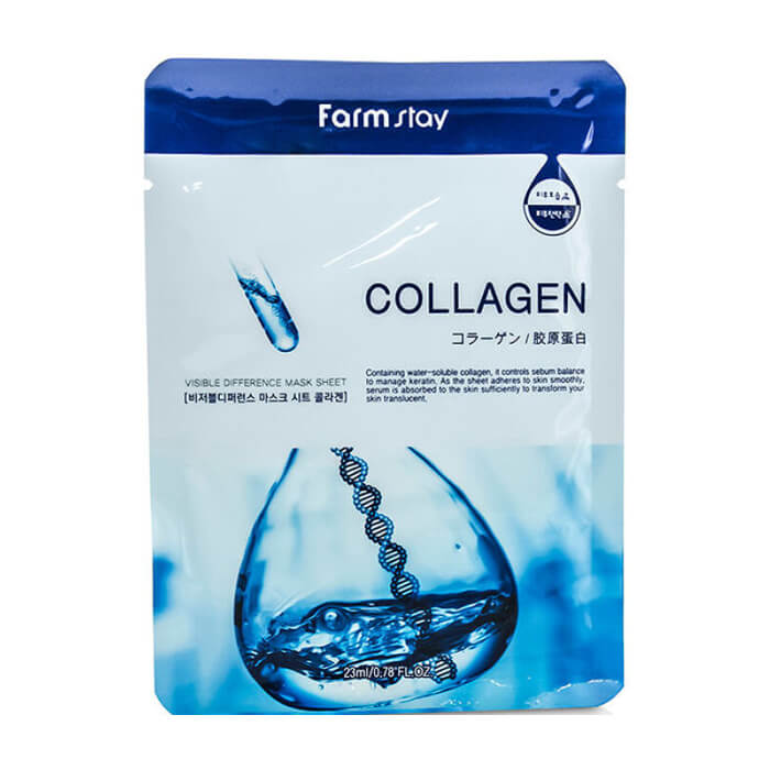 

Тканевая маска FarmStay Visible Difference Mask Sheet Collagen, Восстанавливающая маска для лица с коллагеном
