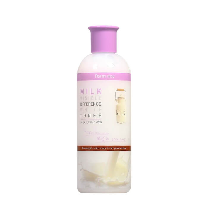 

Тонер для лица FarmStay Milk Visible Difference Moisture White Toner, Осветляющий тонер для выравнивания тона лица с молочными протеинами