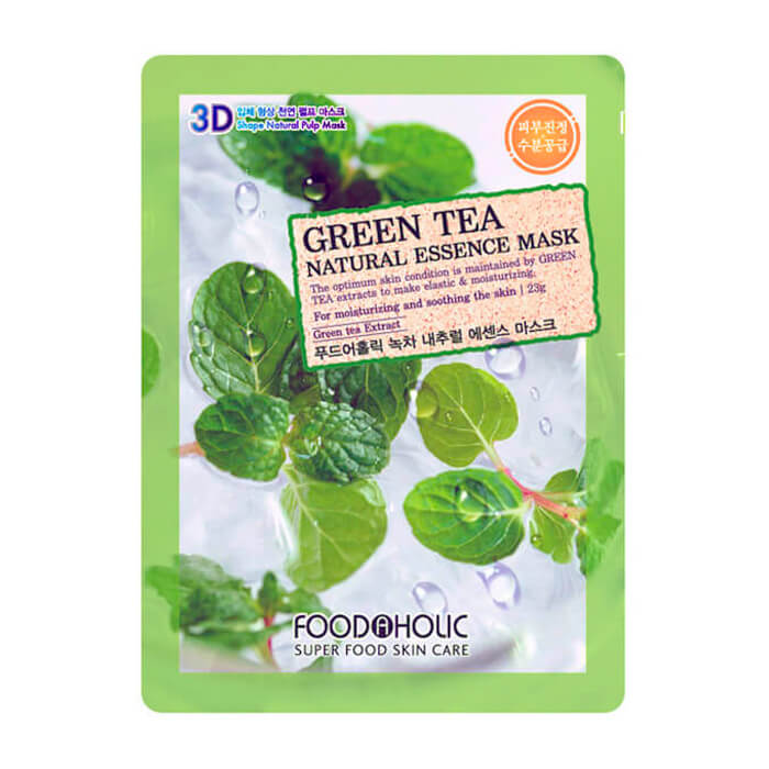 

3D Маска для лица FoodaHolic Green Tea Natural Essence 3D Mask, Тканевая 3Д маска для лица с натуральным экстрактом зелёного чая