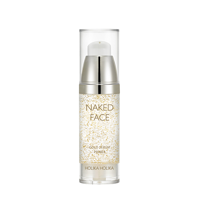 

Праймер-сыворотка для лица Holika Holika Naked Face Gold Primer, Праймер-сыворотка с золотыми частицами для сияния и гладкости кожи лица