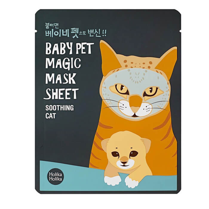 

Тканевая маска Holika Holika Baby Pet Magic Mask Sheet - Cat, Тканевая маска-мордочка для лица смягчающая в виде кошки