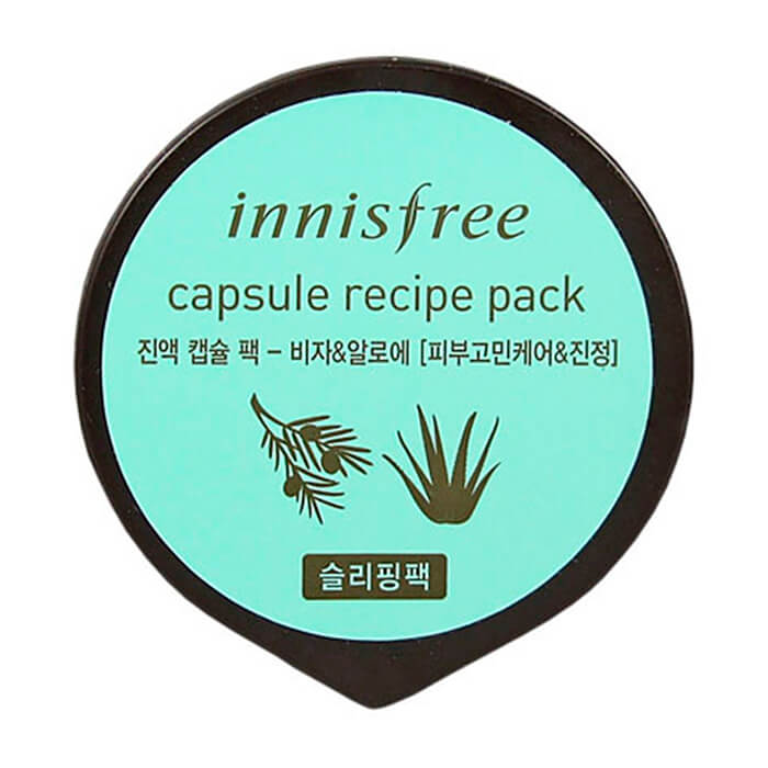 

Ночная маска Innisfree Capsule Recipe Pack - Bija & Aloe, Увлажняющая ночная маска с экстрактом семян торреи и сока алоэ