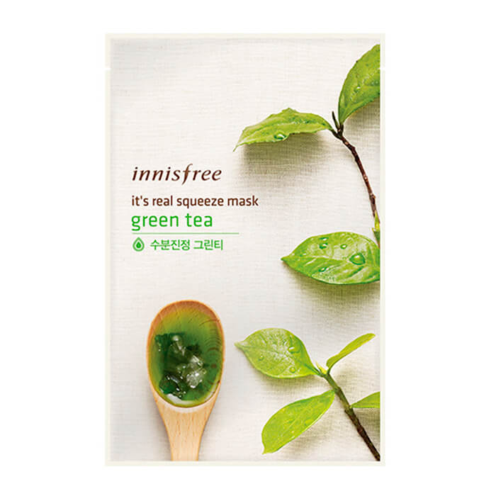 

Тканевая маска Innisfree It's Real Squeeze Mask - Green Tea, Трехслойная тканевая маска для лица с экстрактом зелёного чая