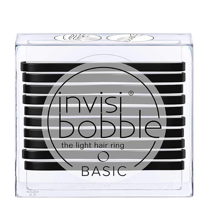 

Резинки для волос Invisibobble Basic - True Black, Набор надёжных простых резинок для всех типов волос