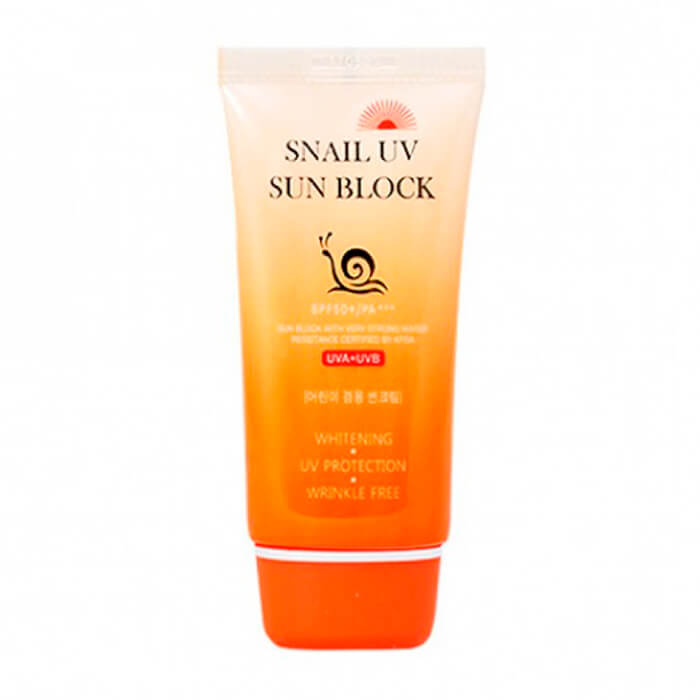 

Солнцезащитный крем Jigott Snail UV Sun Block Cream, Солнцезащитный водостойкий осветляющий крем для лица с муцином улитки