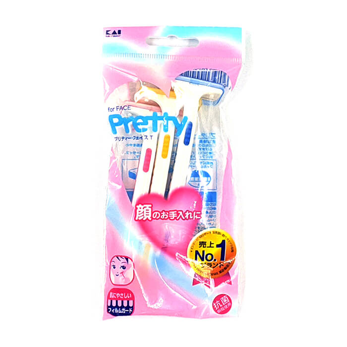 

Бритва женская Kai Razor Pretty For Face (3 шт.), Женский одноразовый станок с защитным покрытием для удаления волос с кожи лица