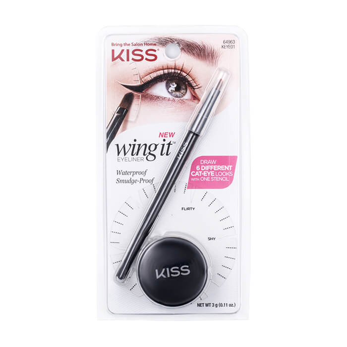 

Набор для рисования стрелок Kiss Wing It Eyeliner Kit, Набор из гелевого лайнера, кисточки и трафарета для рисования 6 разных форм стрелок