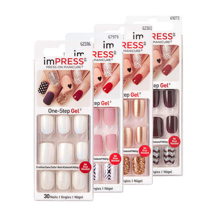 Твердый лак для ногтей Kiss Impress Press-On Manicure, Цвет BIPA010C | Согретые сердца (длина короткая)