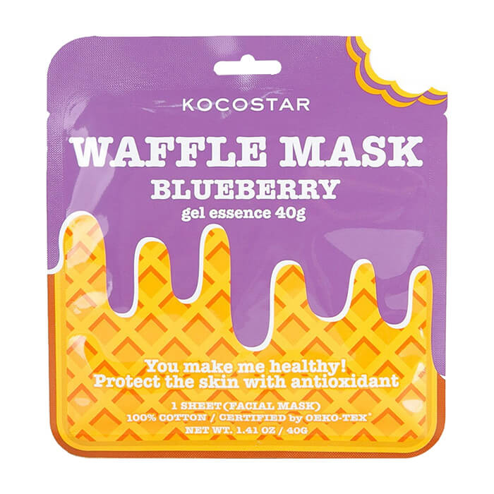 Купить Тканевая маска Kocostar Waffle Mask Blueberry, Противовоспалительная вафельная маска для лица с экстрактом черники, Южная Корея