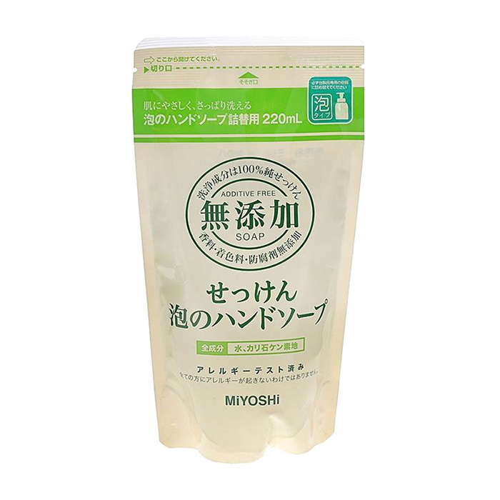 

Жидкое мыло для рук Miyoshi Additive Free Bubble Hand Soap (рефилл), Пенящееся жидкое мыло для кожи рук на основе натуральных компонентов