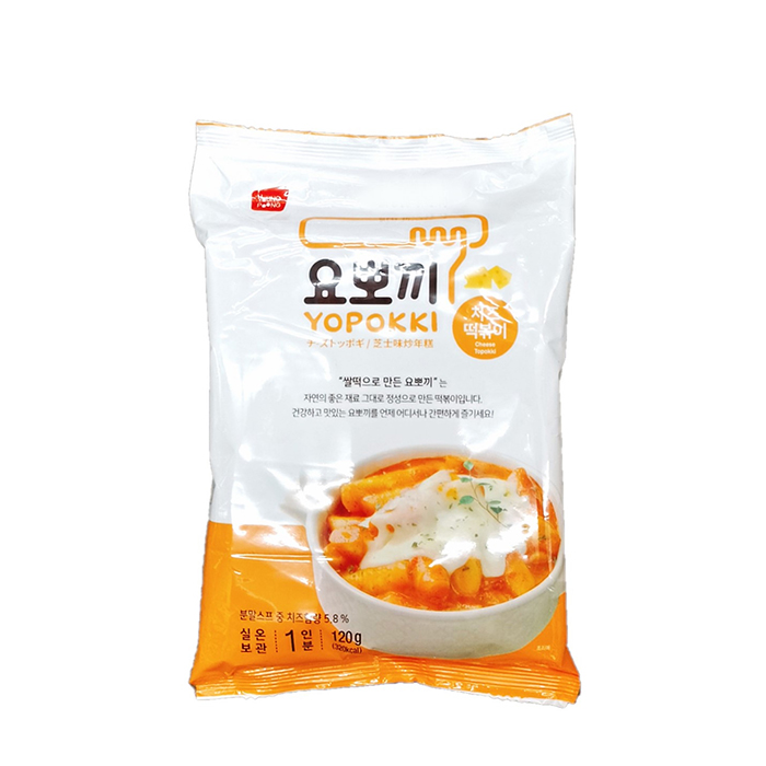 

Рисовые клёцки токпокки Young Poong Cheese Topokki (120 г в пачке), Традиционные корейские рисовые клёцки токпокки с сырным соусом в пачке