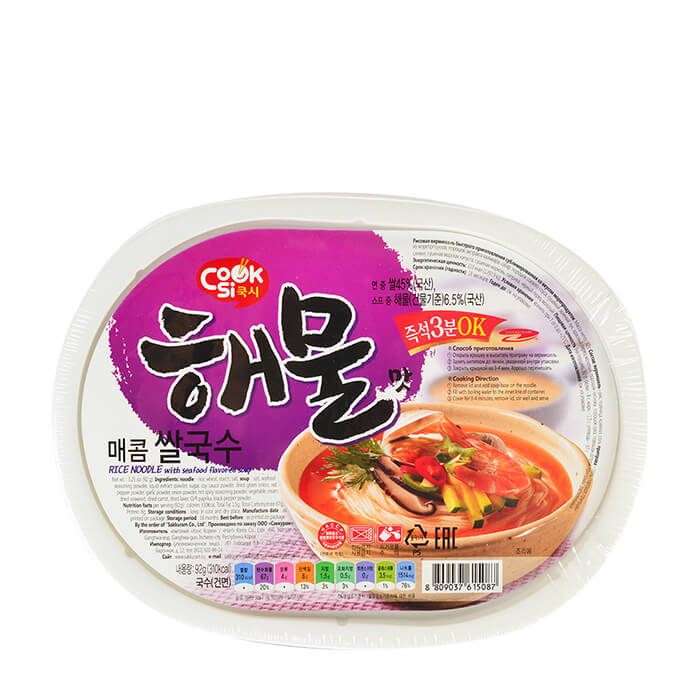 

Лапша быстрого приготовления Han's Korea Cooksi Rice Noodle With Seafood Flavor, Тонкая лапша быстрого приготовления из рисовой муки со вкусом морепродуктов