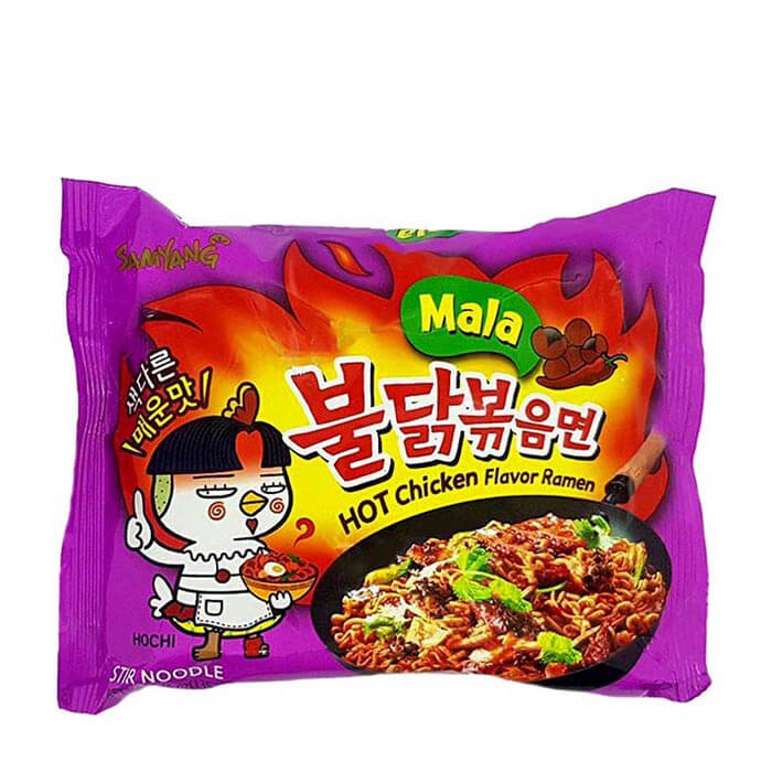 

Лапша быстрого приготовления Samyang Hot Chicken Flavor Ramen Mala, Лапша быстрого приготовления со вкусом жареной курицы и соуса мала (острая)