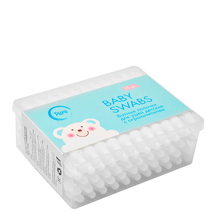 

Ватные палочки Pure Baby Swabs, Детские ватные палочки для ушей с ограничителем