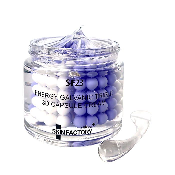 

Крем для лица Skin Factory SF23 Energy Galvanic Triple 3D Capsule Cream, Антивозрастной капсульный гальванический крем для кожи лица с лифтинг-эффектом