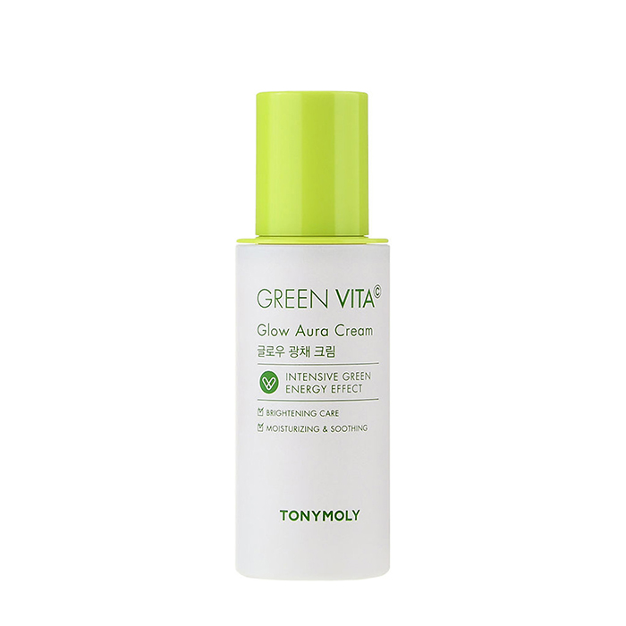 Купить Крем для лица Tony Moly Green Vita C Glow Aura Cream, Увлажняющий тонизирующий крем для кожи лица с витамином С, Южная Корея