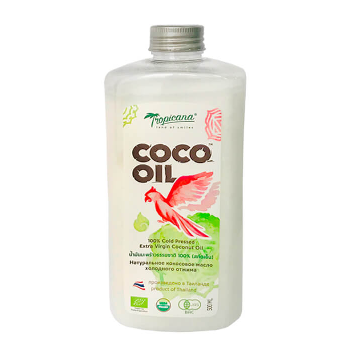 

Кокосовое масло Tropicana Organic Cold Pressed Virgin Coconut Oil 100% (500 мл), 100% натуральное кокосовое масло первого холодного отжима