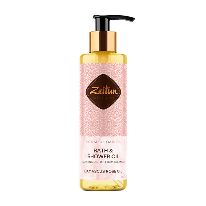 

Масло для душа Zeitun Ritual of Caress Bath & Shower Oil, Смягчающее гидрофильное масло для душа с эфирным маслом дамасской розы