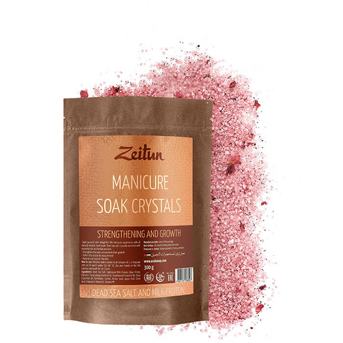 

Соль для маникюра Zeitun Manicure Soak Crystals Strengthening and Growth, Соль для маникюрных ванночек с молочными протеинами и эфирными маслами